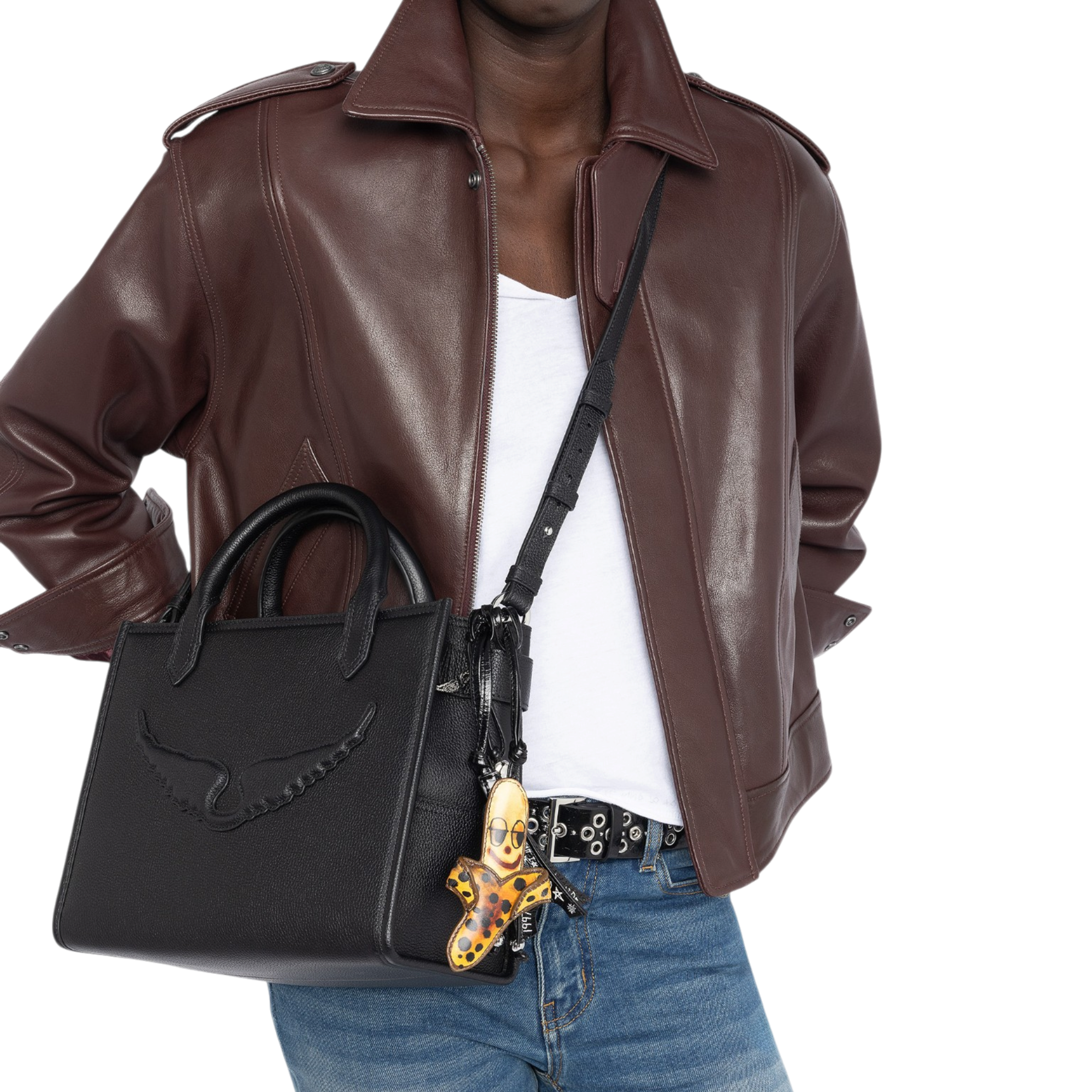 Angel Tote XS Grained Leather Bag - Black