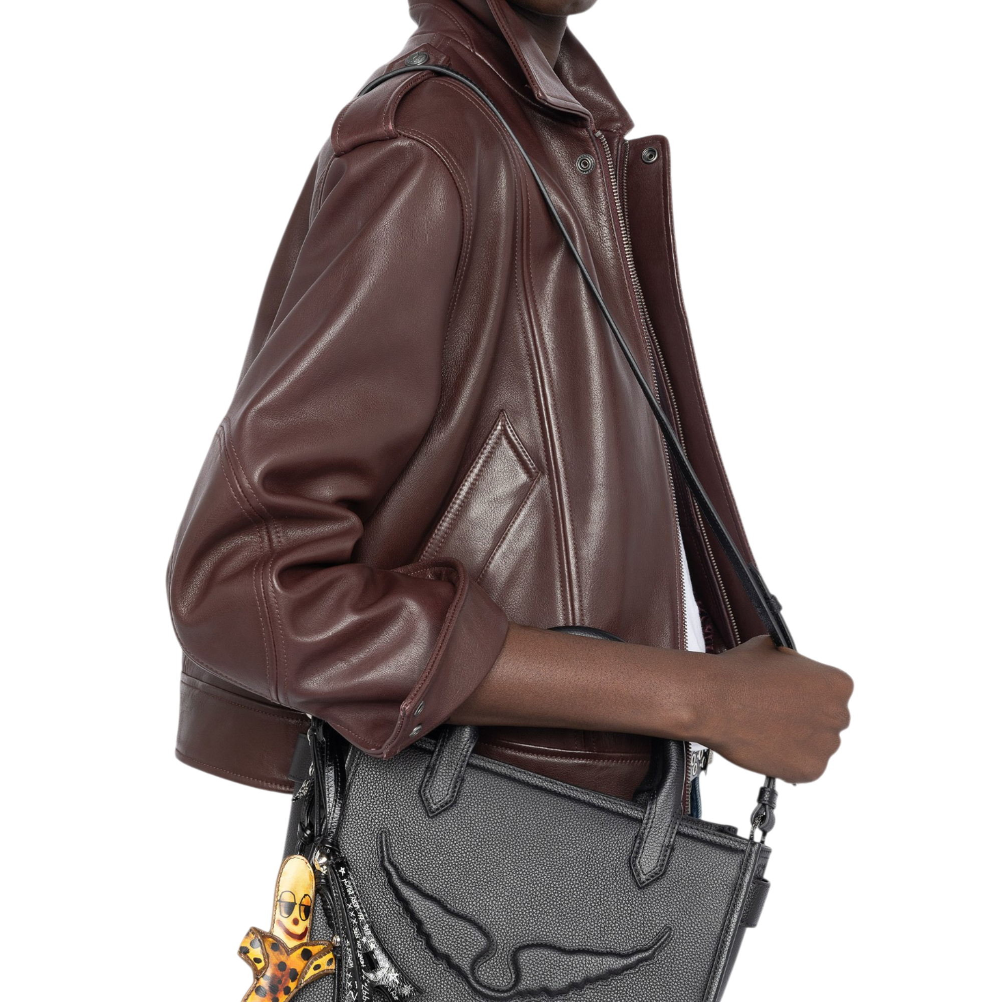 Angel Tote XS Grained Leather Bag - Black