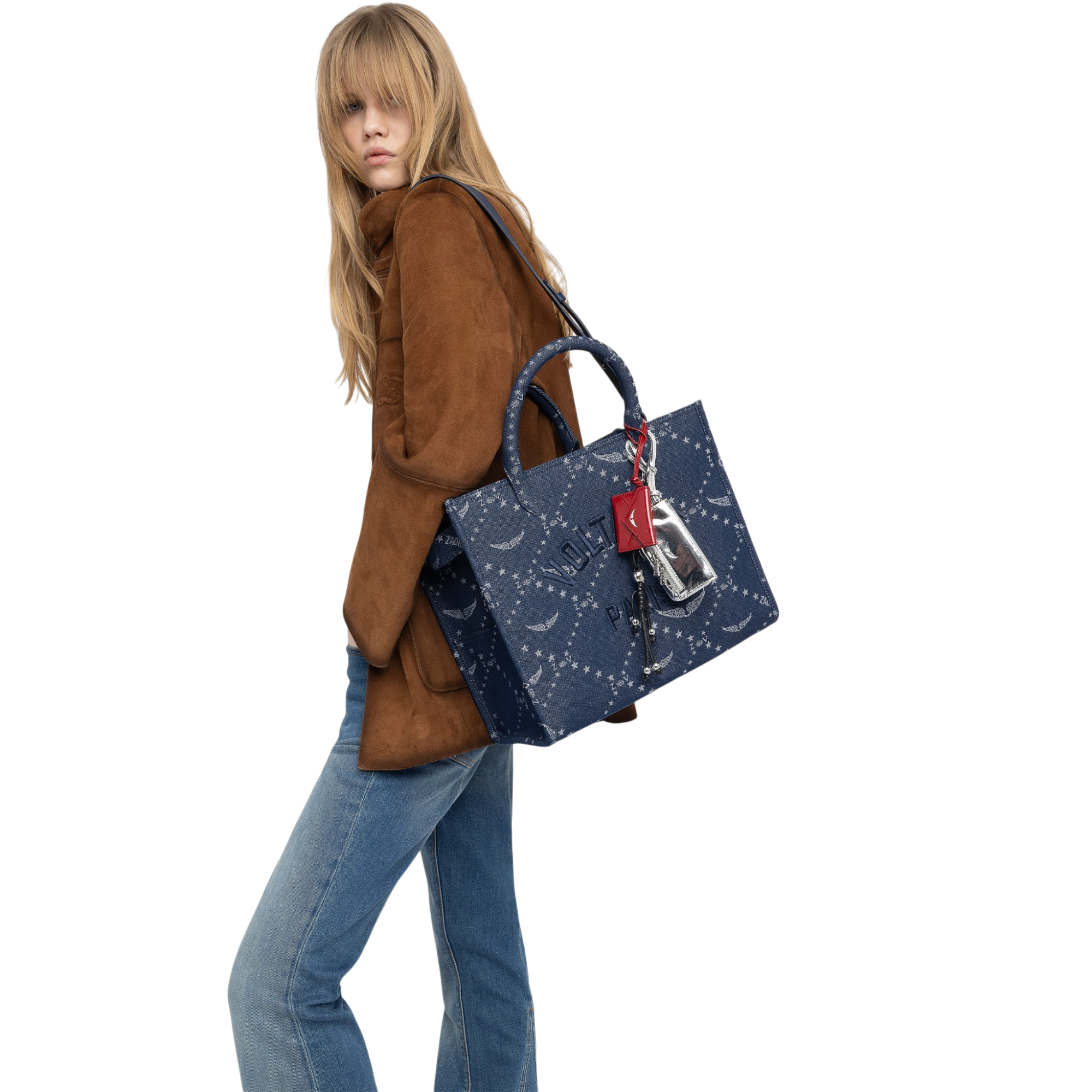 Angel Tote Denim Monogram Bag - Silent Blue