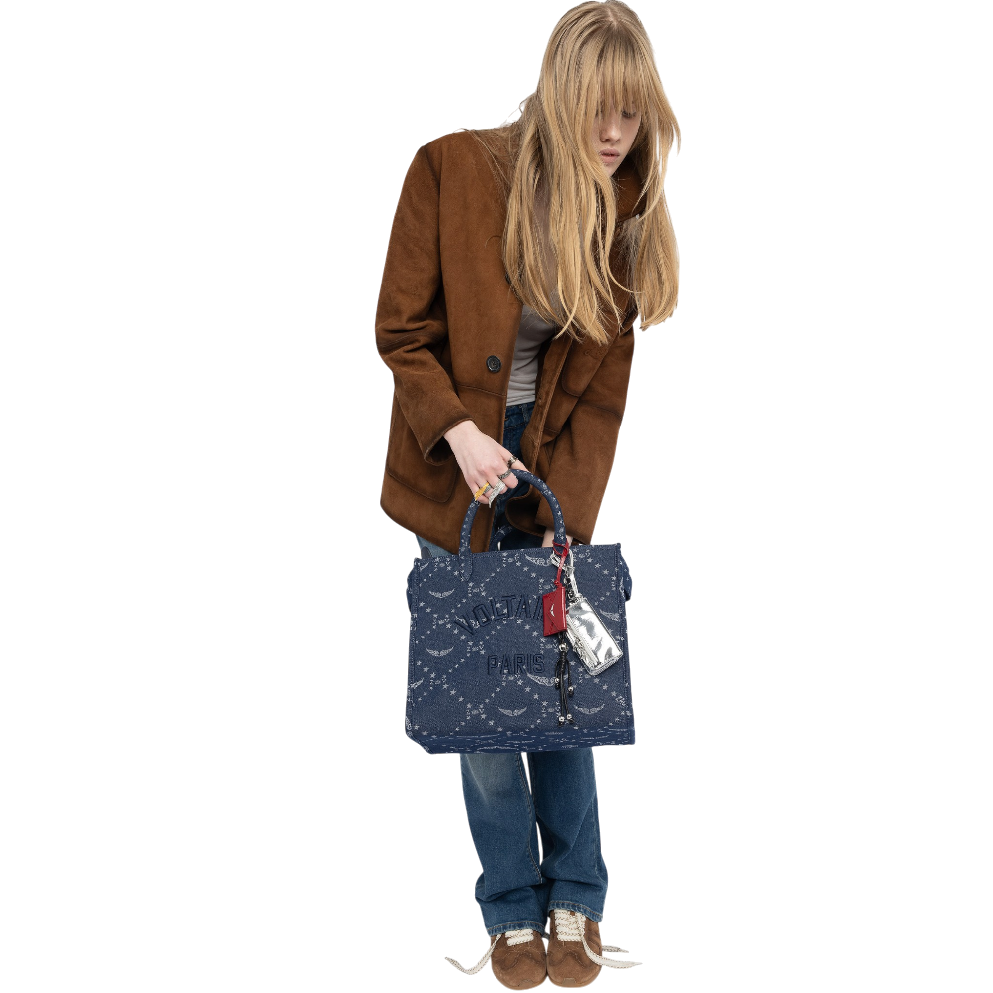 Angel Tote Denim Monogram Bag - Silent Blue