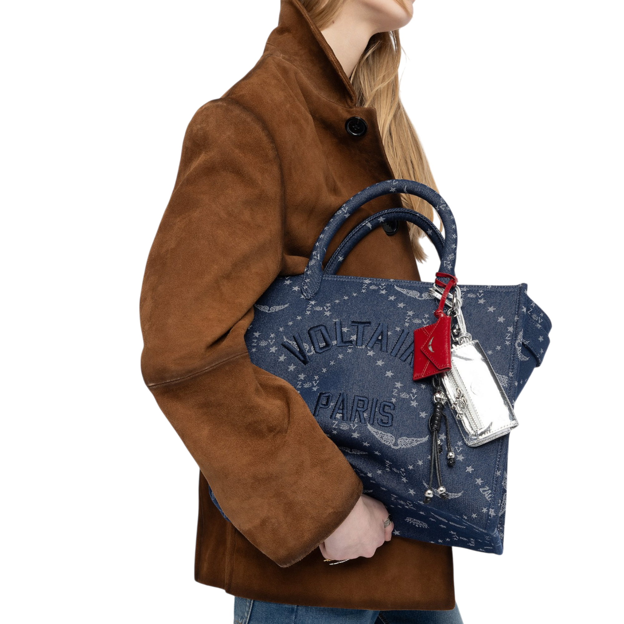 Angel Tote Denim Monogram Bag - Silent Blue