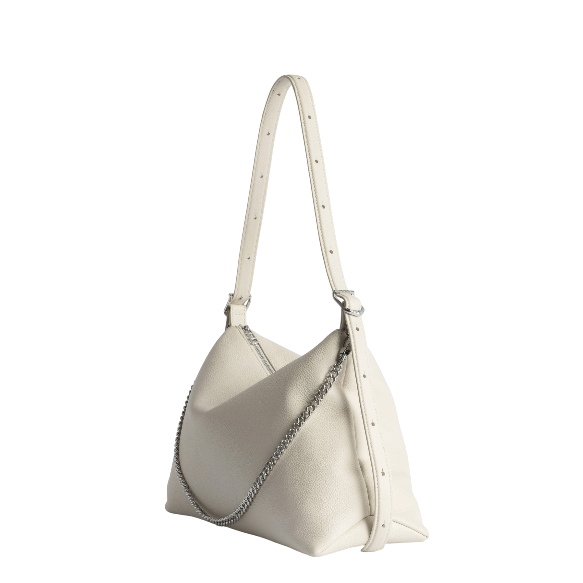 Jim Grained Leather Shoulder Bag - Flash White