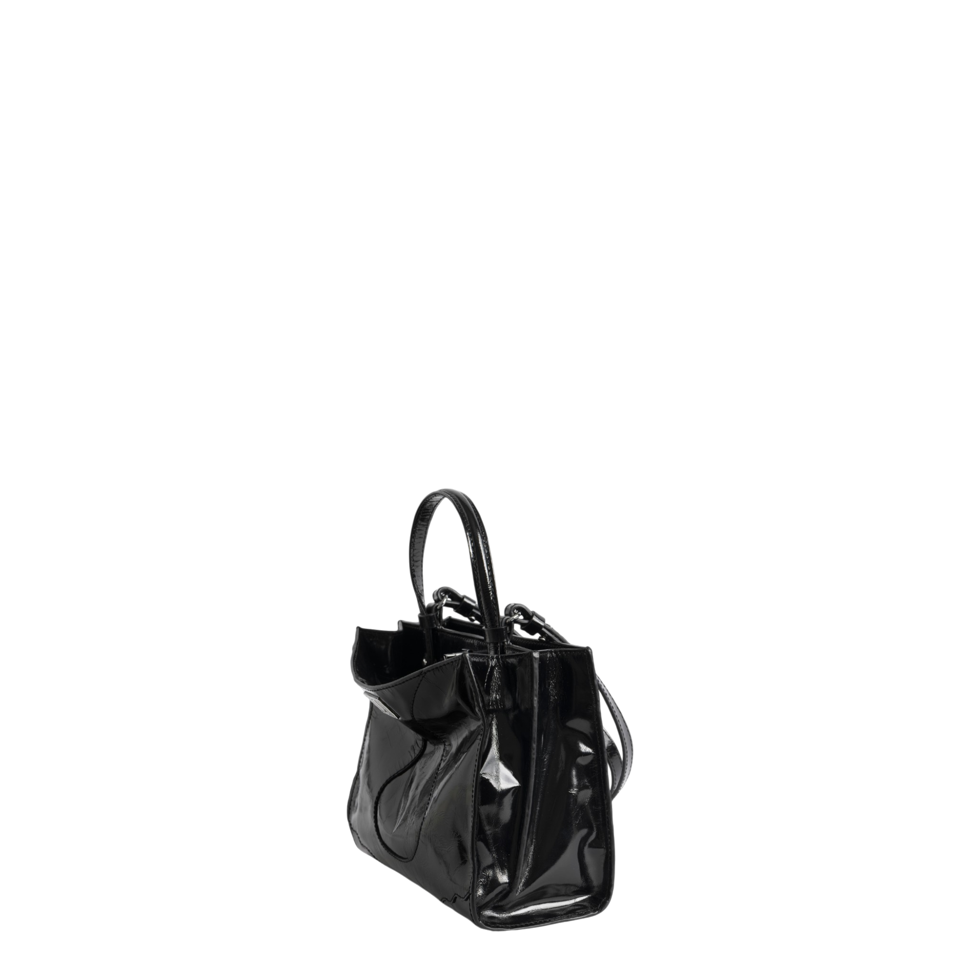 Jack Mini Vintage Patent Leather Bag - Black