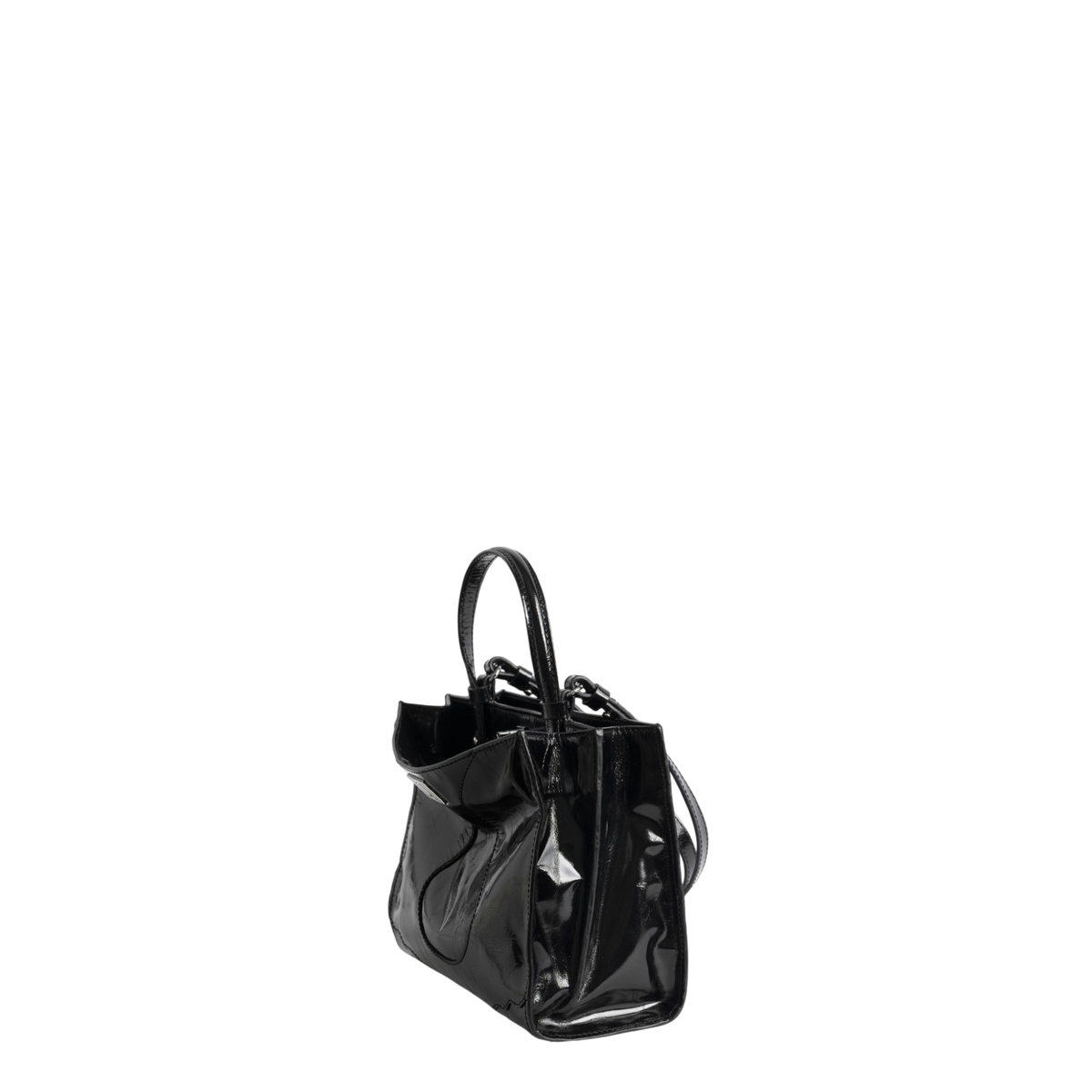 Jack Mini Vintage Patent Leather Bag - Black