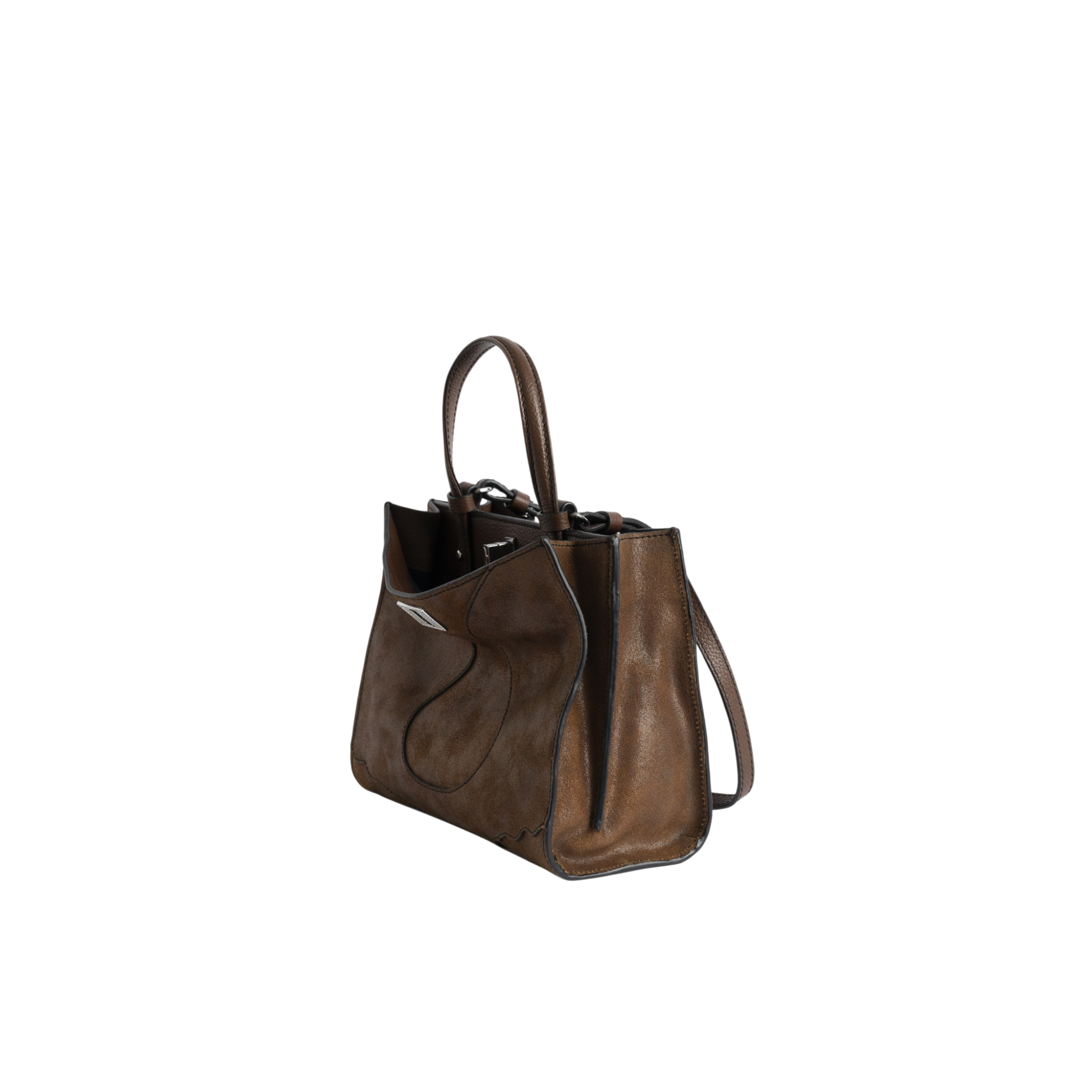 Jack Mini Waxy Suede Leather Bag - Wood Brown