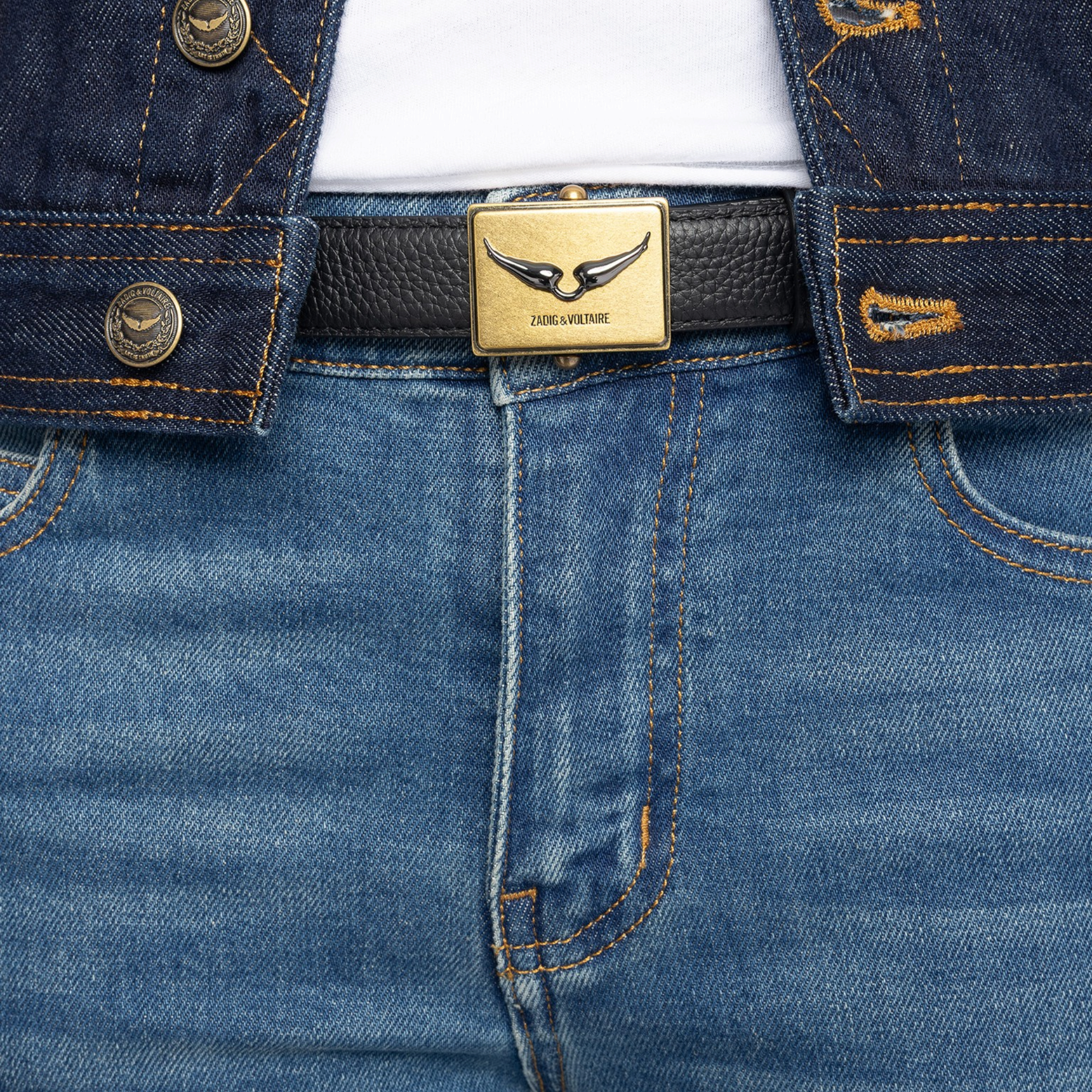 Jimi Grained Leather Belt - Black