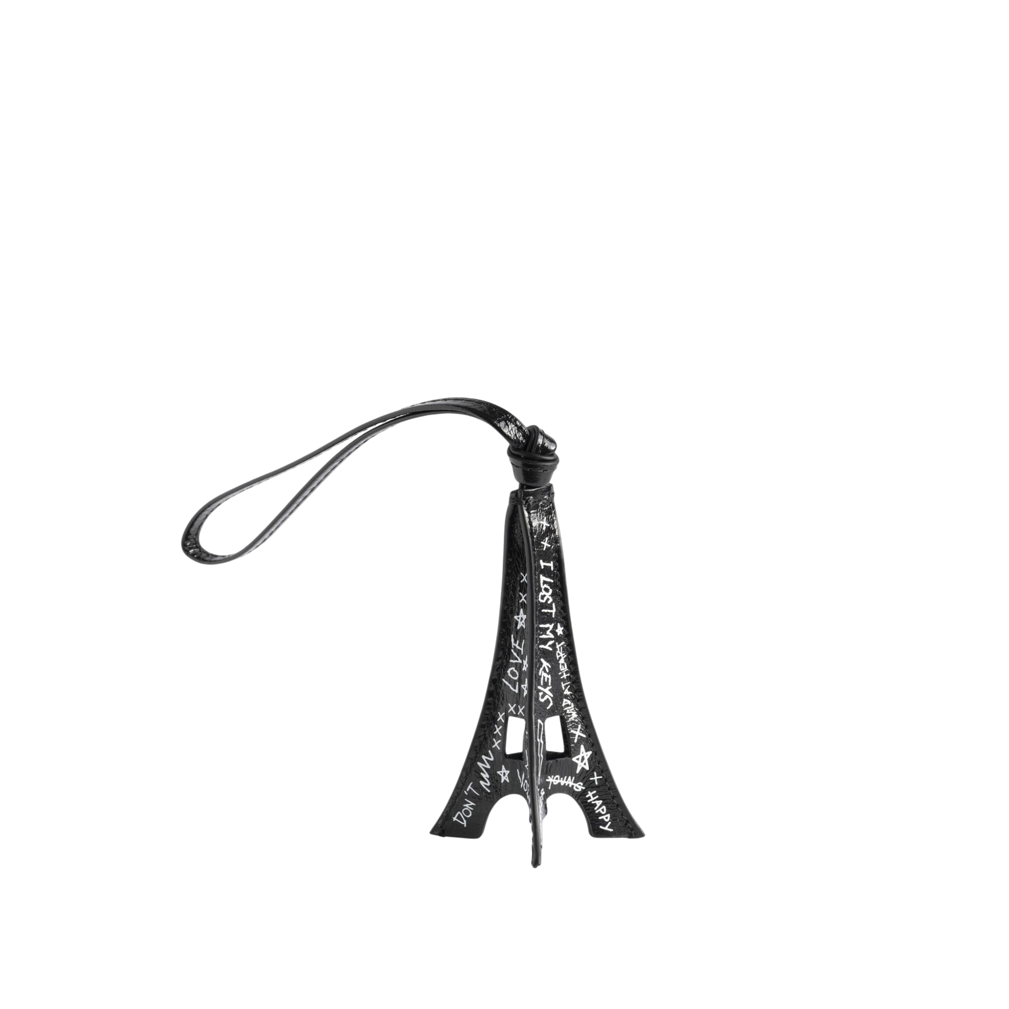 Zadig Tower Leather Keyring - Black