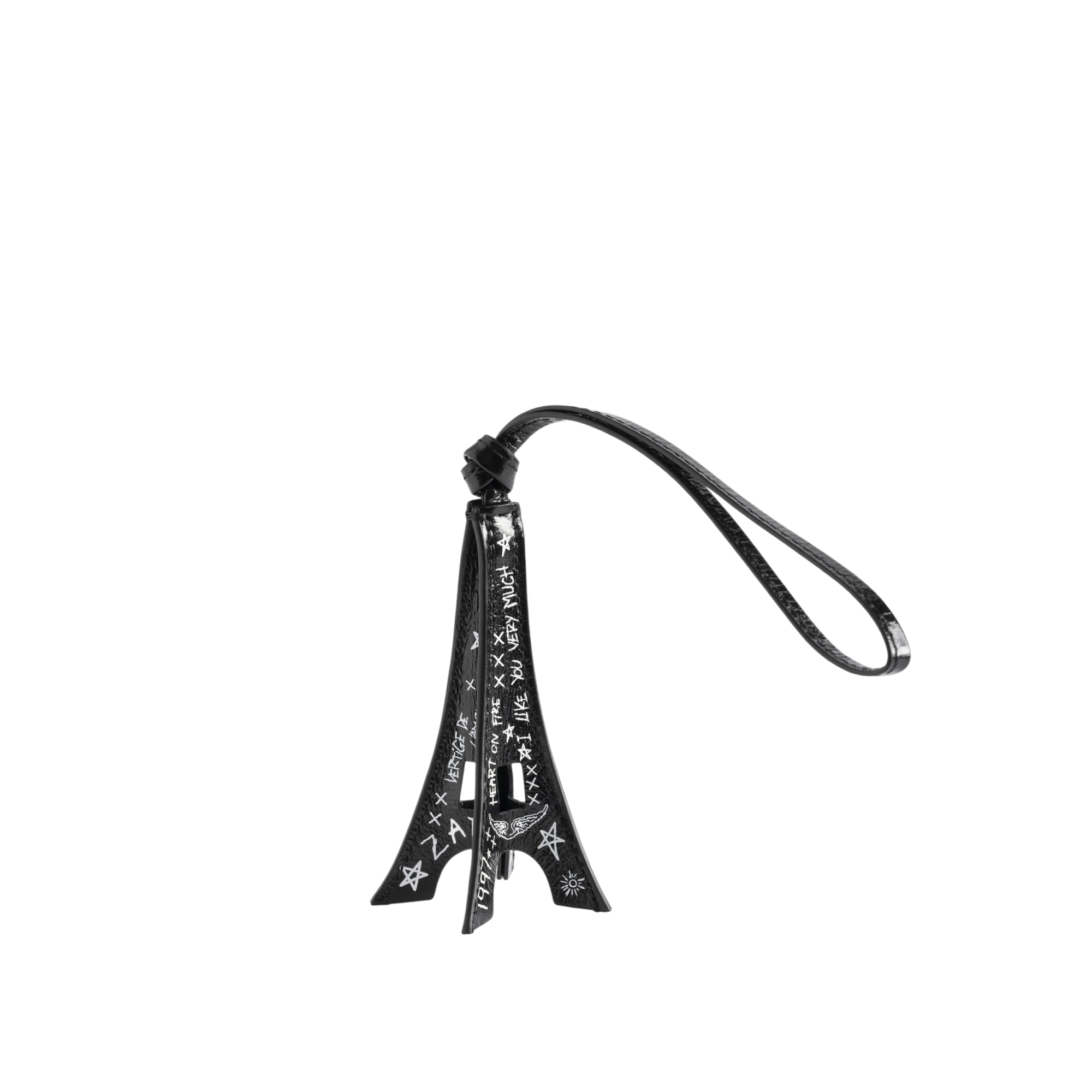 Zadig Tower Leather Keyring - Black