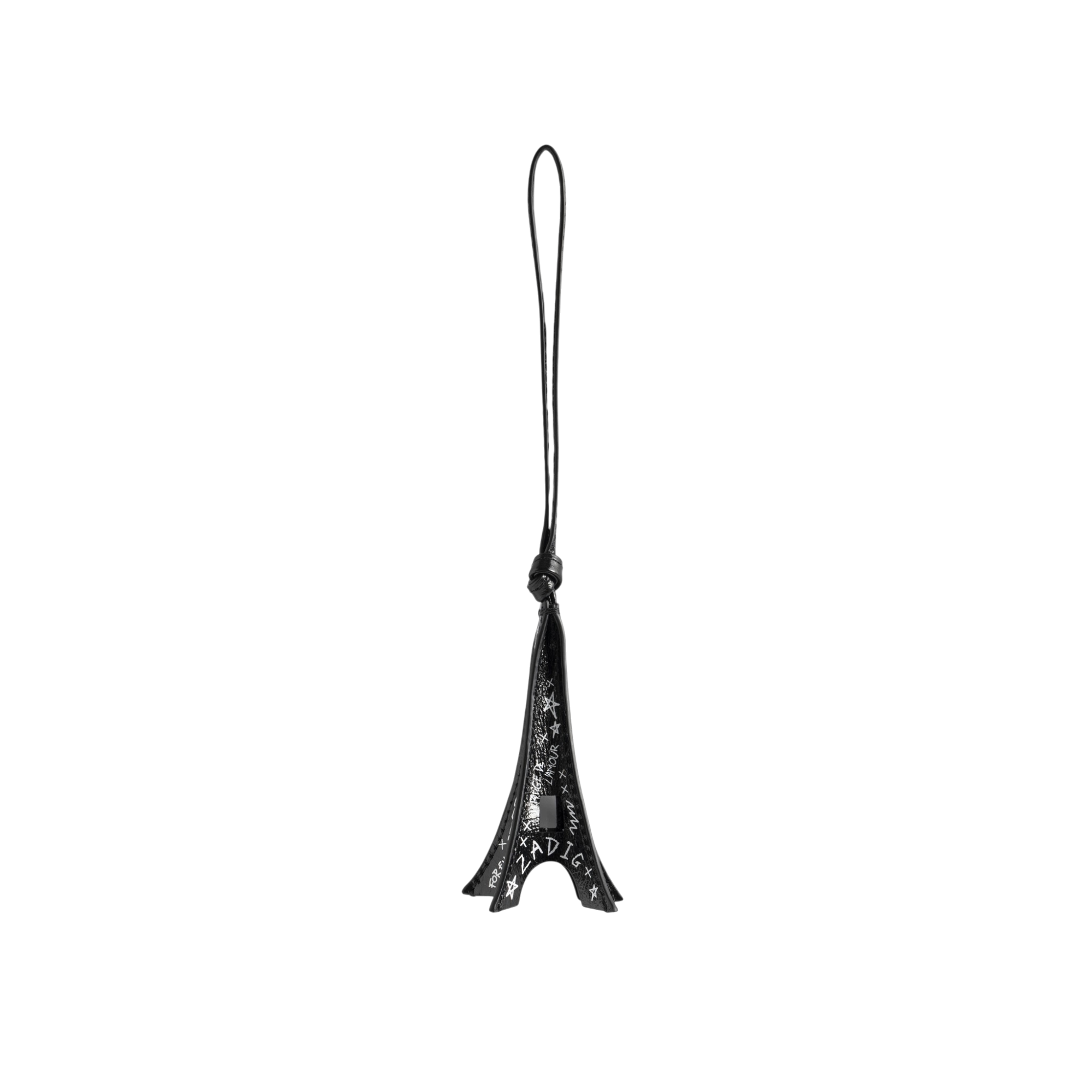 Zadig Tower Leather Keyring - Black