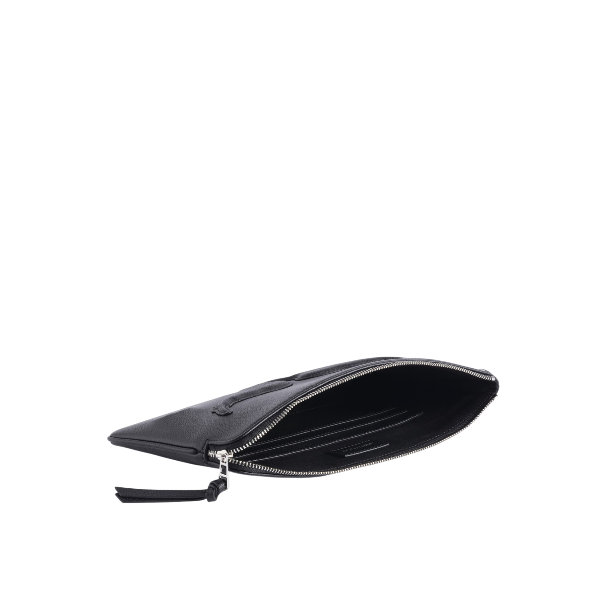 Angel Grained Leather Pouch - Black