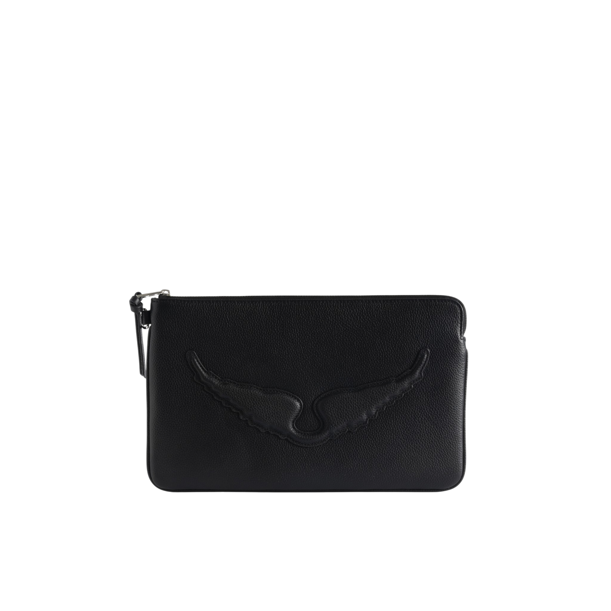 Angel Grained Leather Pouch - Black