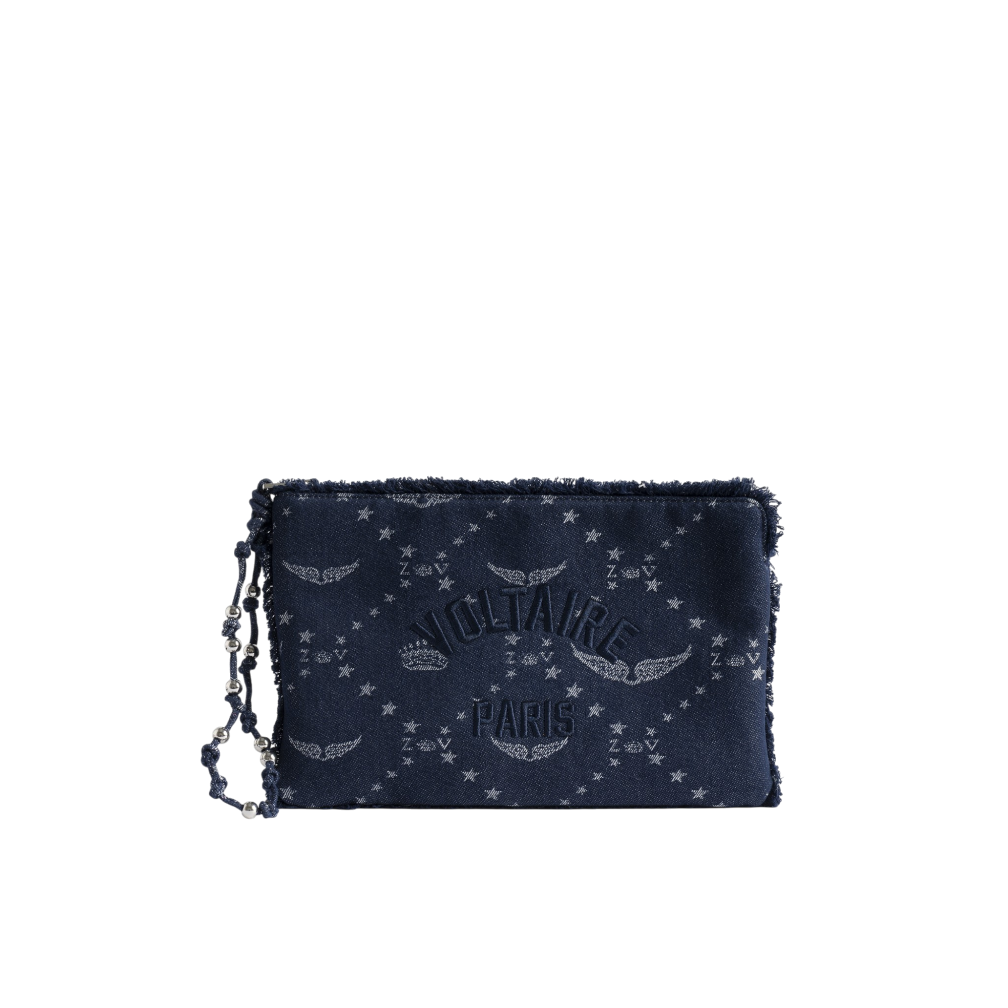 Angel Monogram Denim Pouch - Silent Blue