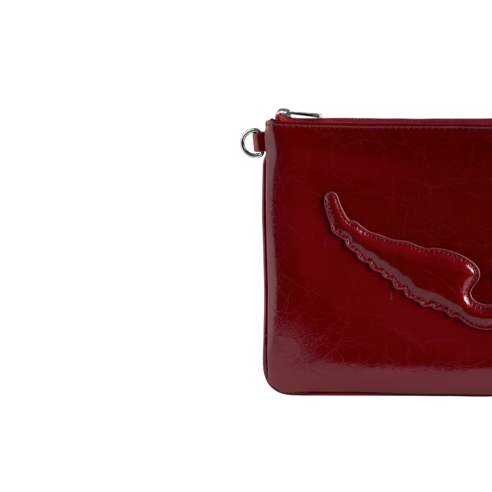 Angel Crinkled Leather Pouch - Power Red