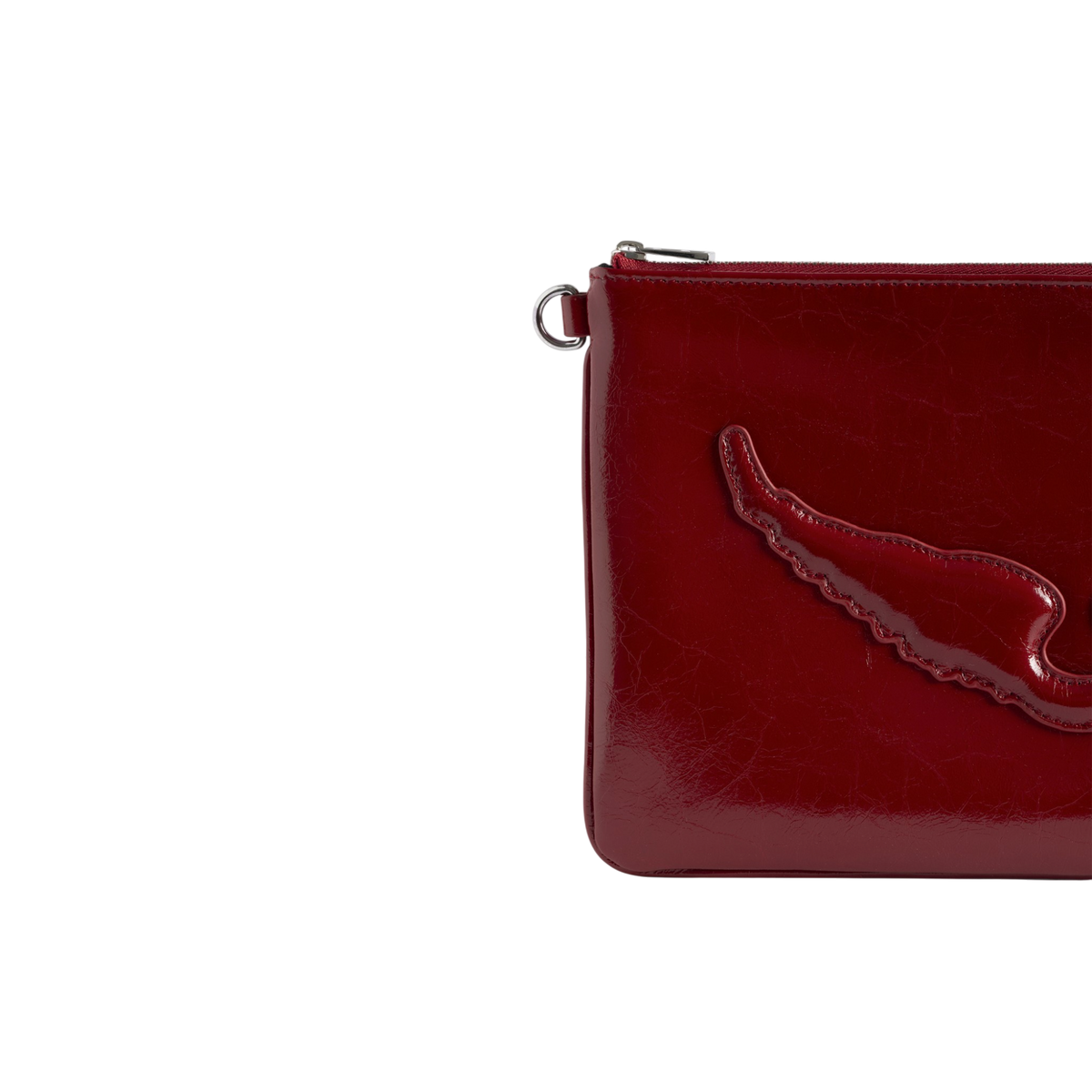 Angel Crinkled Leather Pouch - Power Red