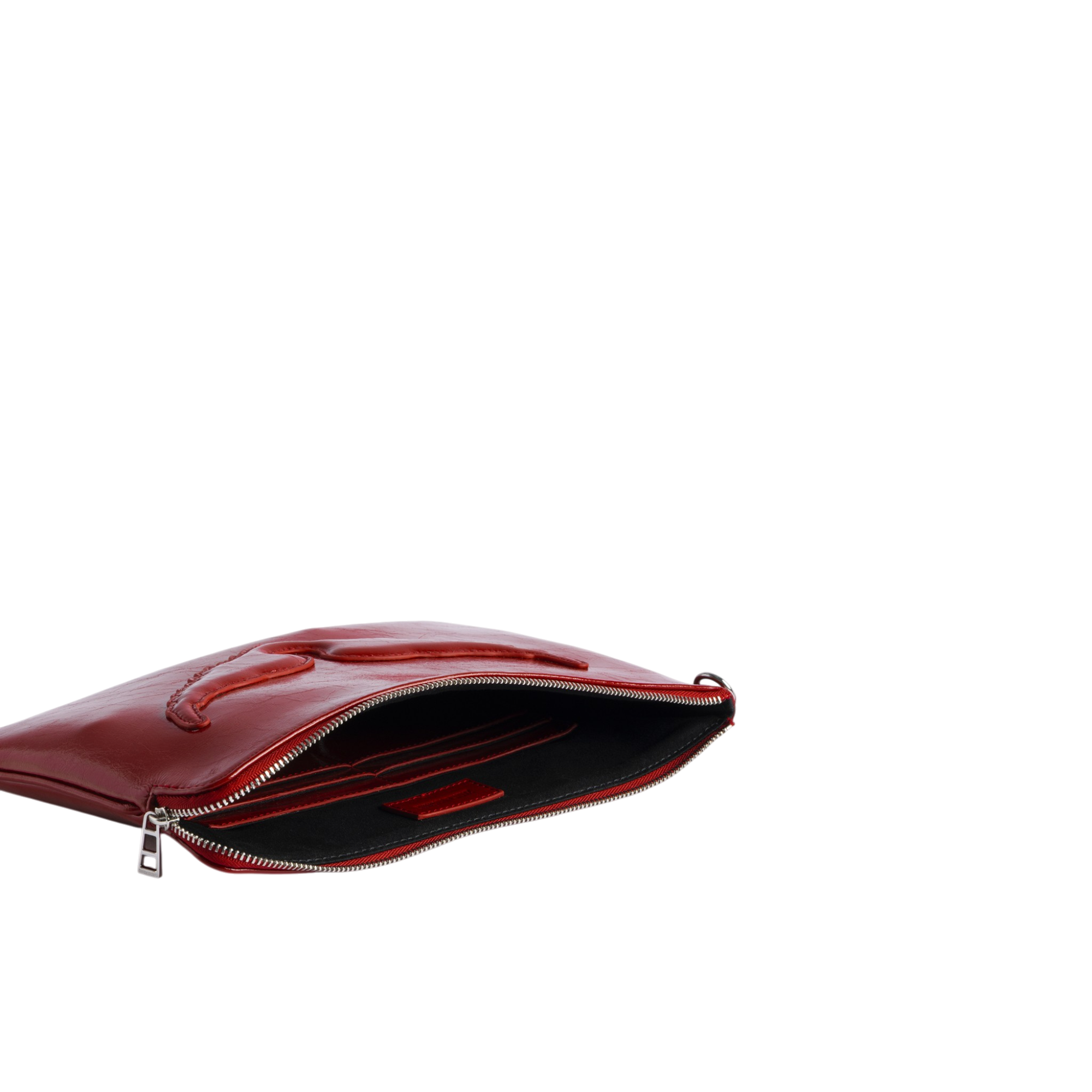 Angel Crinkled Leather Pouch - Power Red