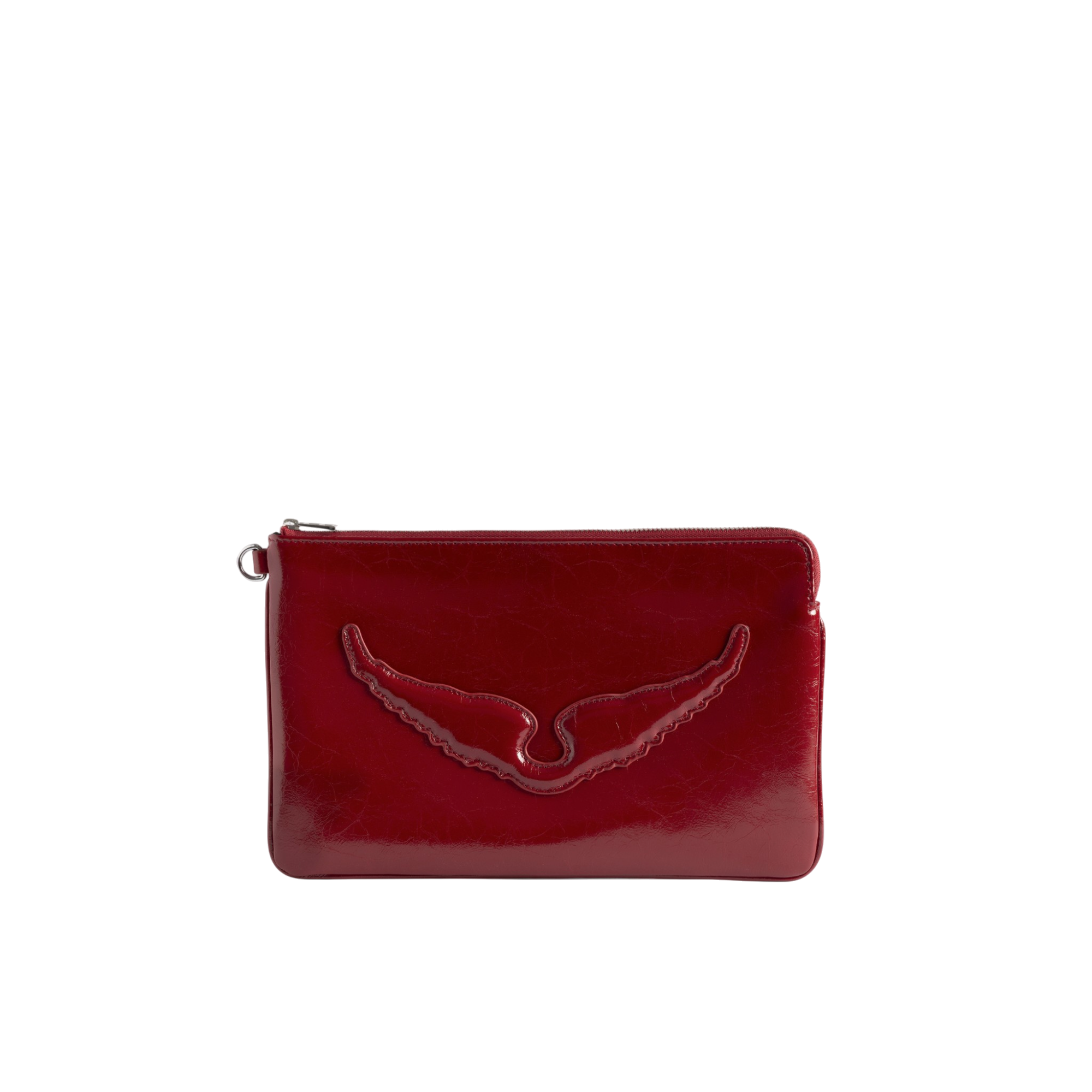 Angel Crinkled Leather Pouch - Power Red