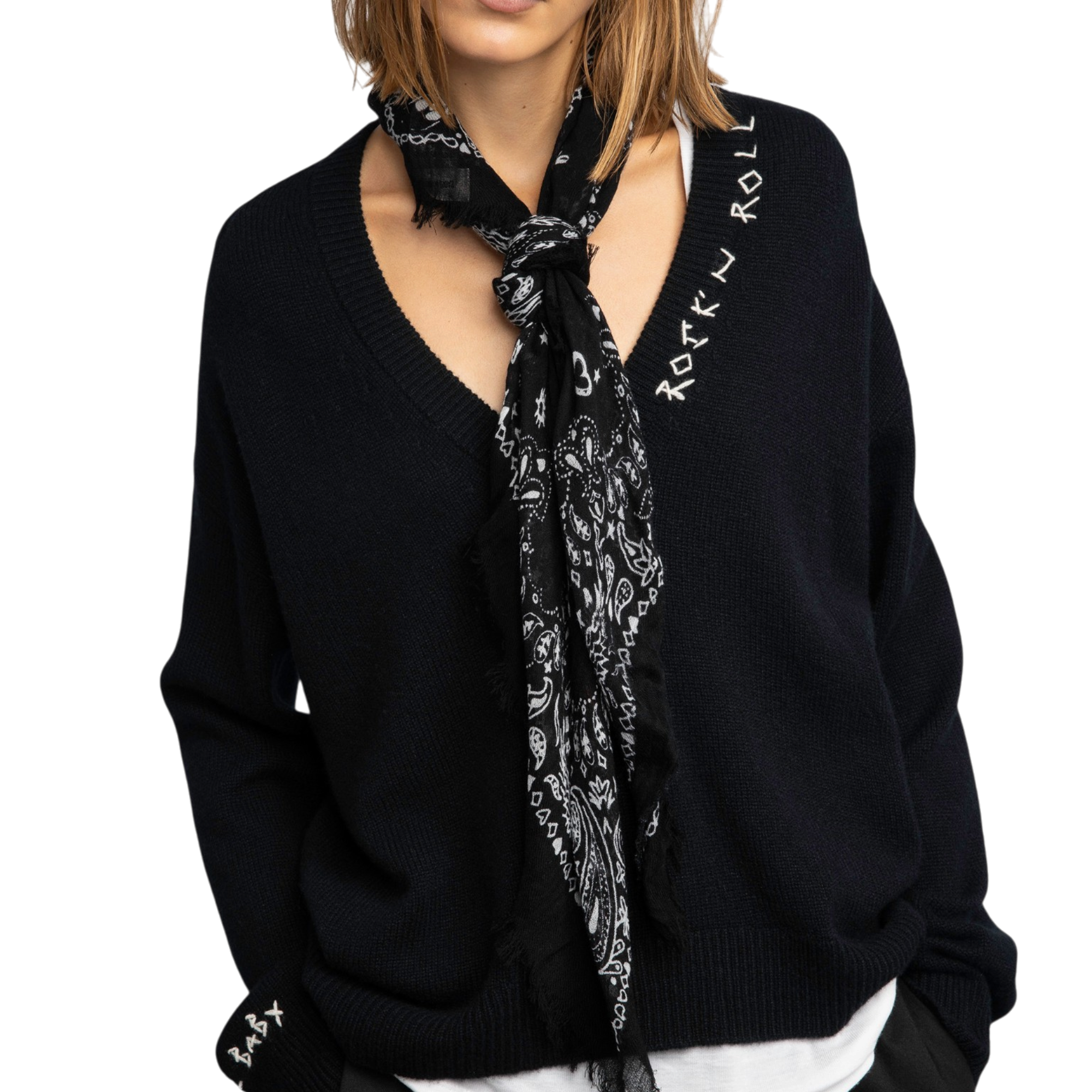 Nuage Bandana 90 Cashmere Scarf - Black