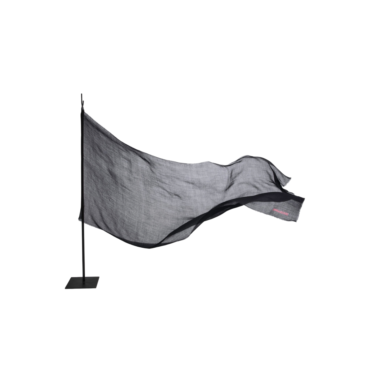 Nuage Cashmere-Wool Logo Scarf - Black