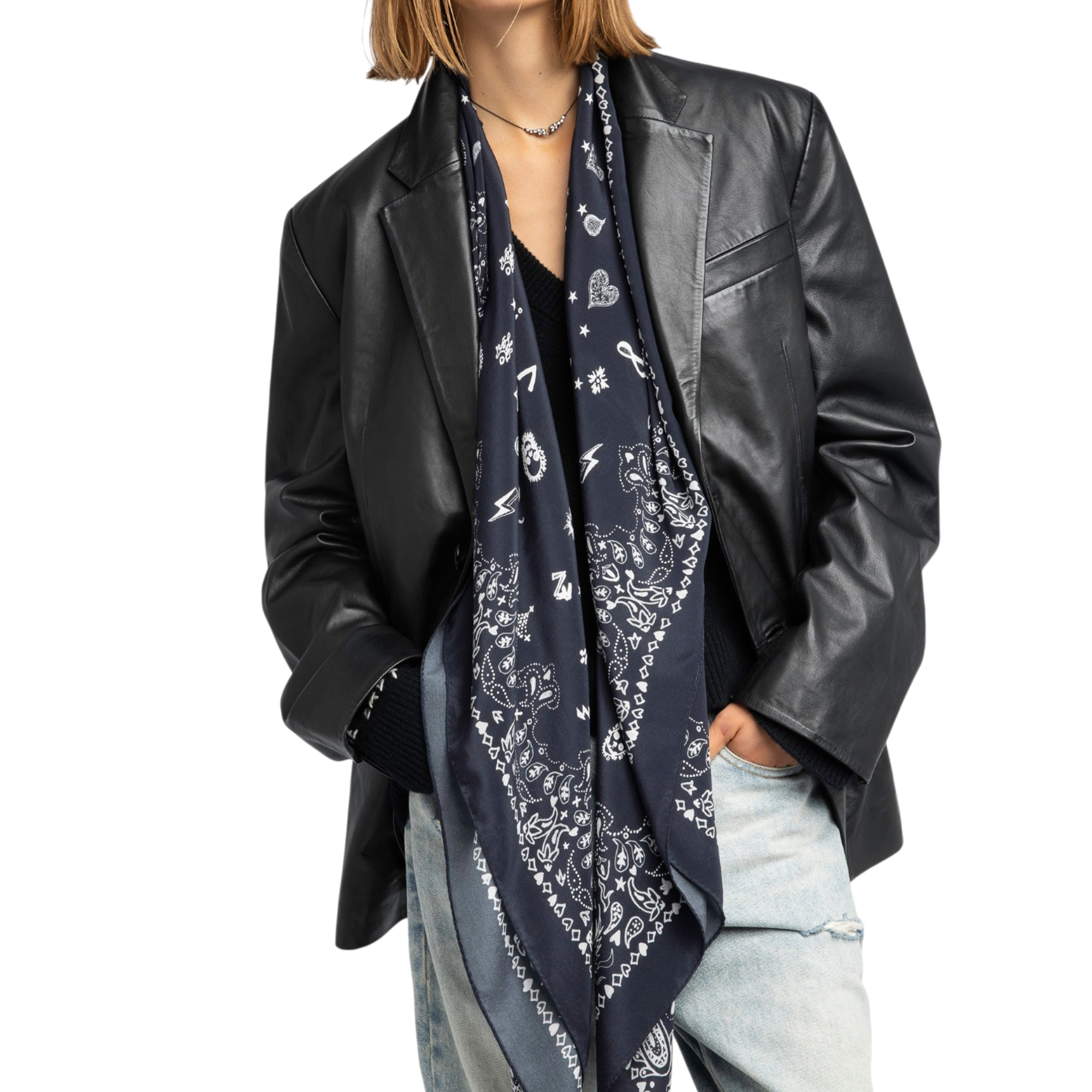 Blondie Bandana 130 Silk Scarf - Black