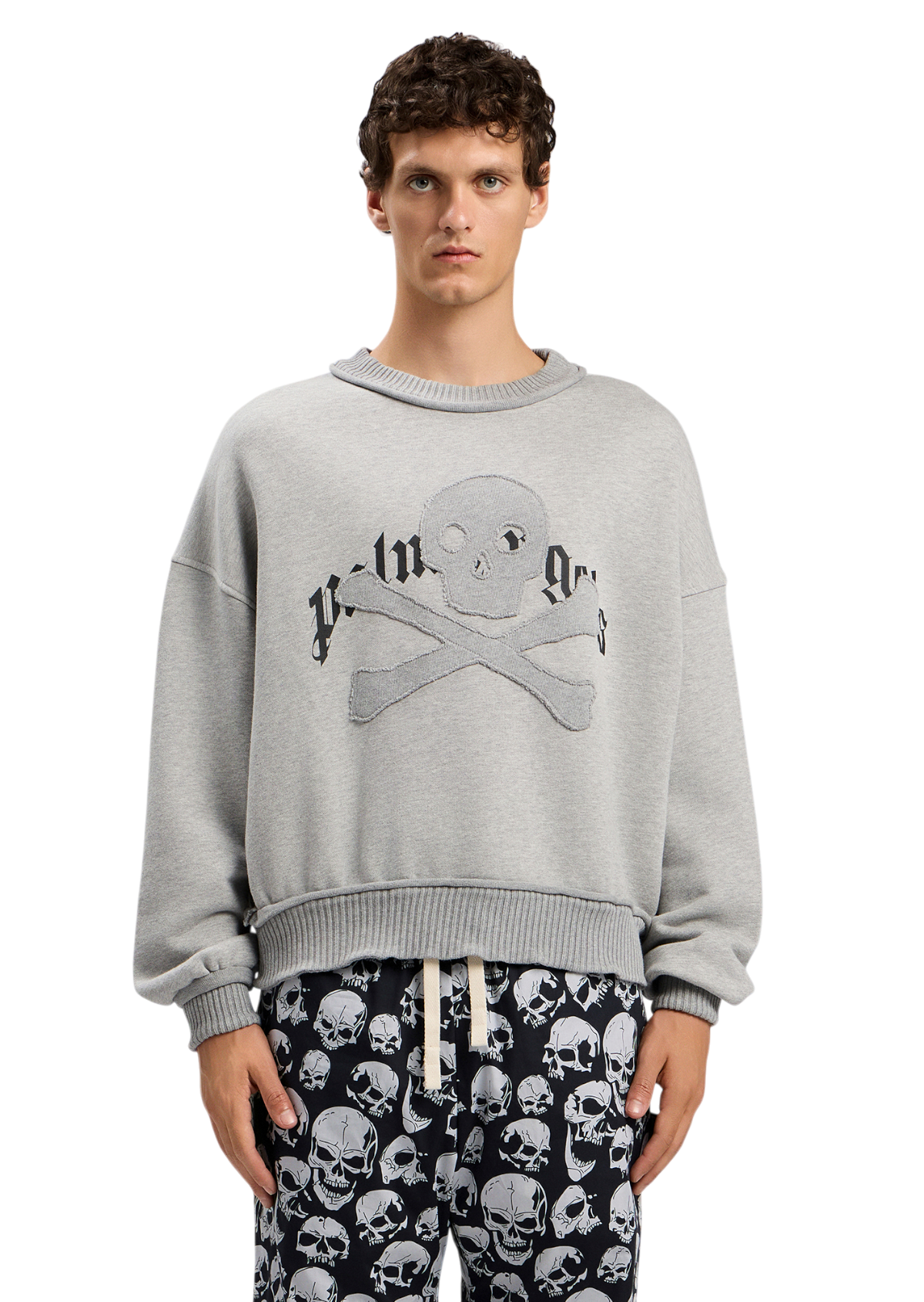 Skull Embroidery Loose Crew