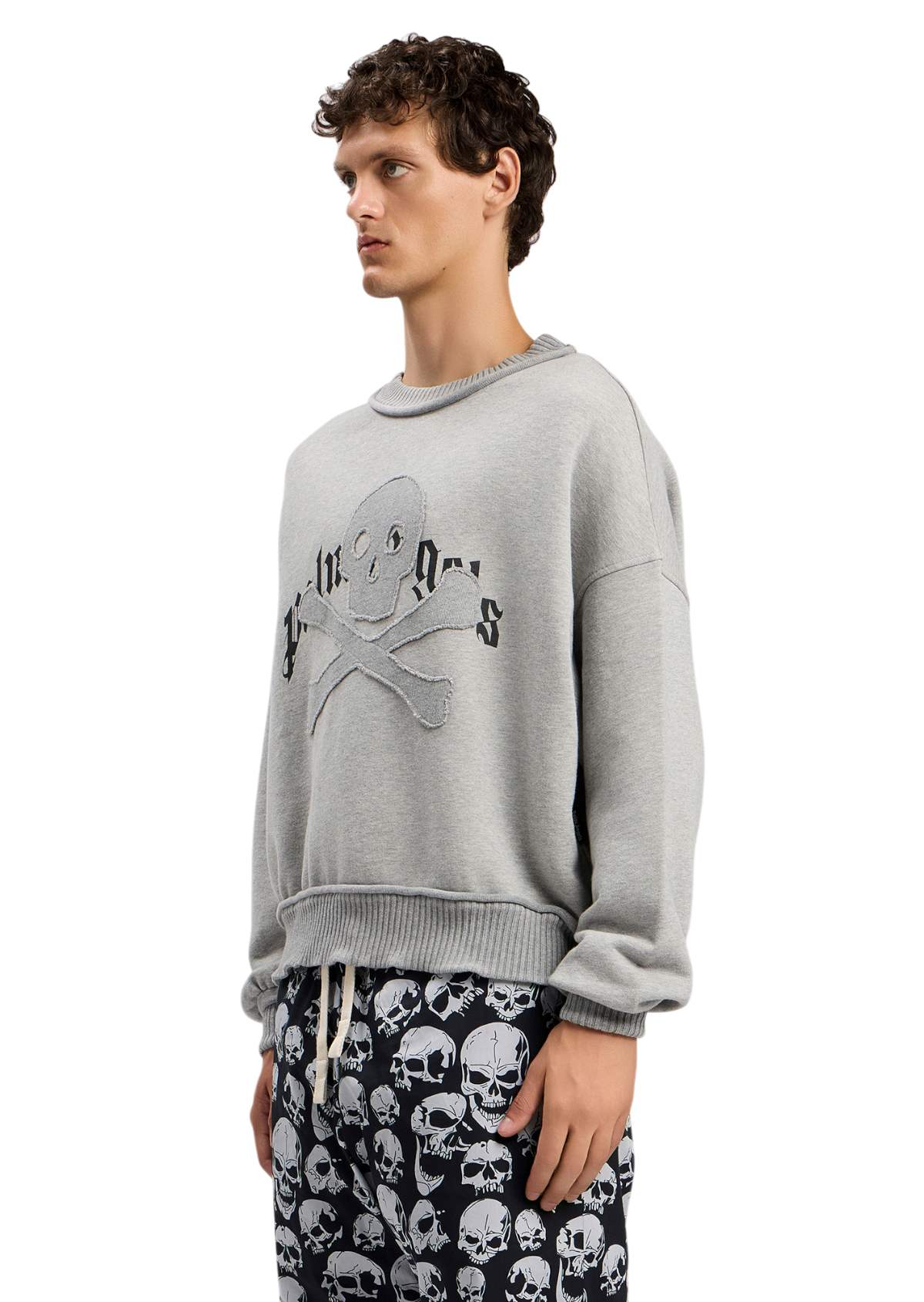 Skull Embroidery Loose Crew