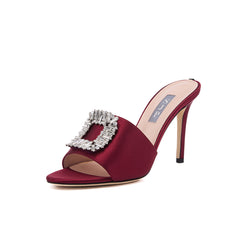 SJP by Sarah Jessica Parker Prix 70mm Burgundy Satin Sandals