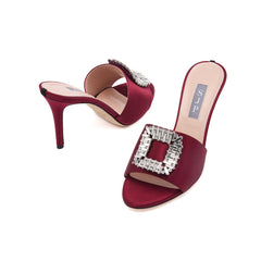 SJP by Sarah Jessica Parker Prix 70mm Burgundy Satin Sandals