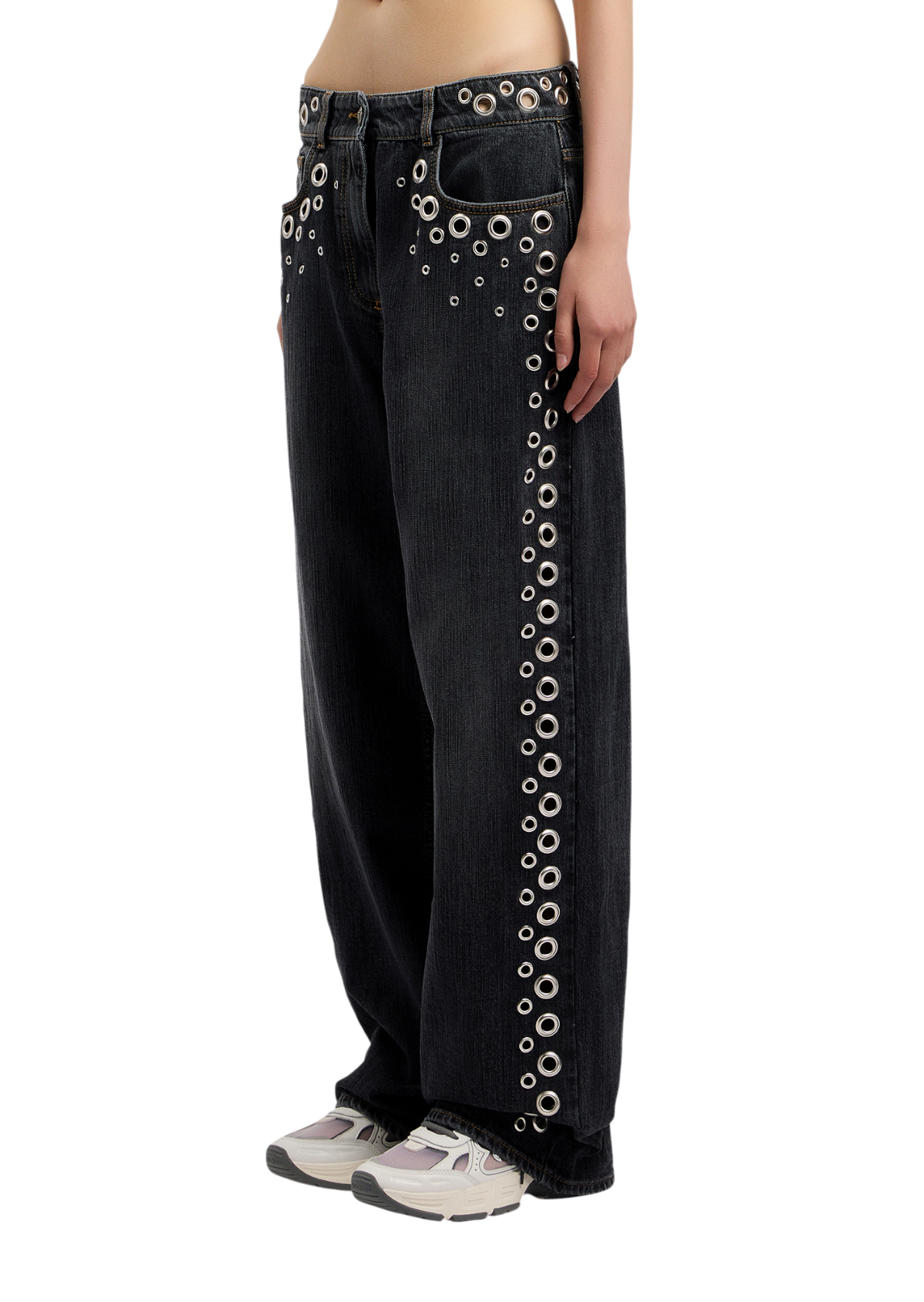 Eyelet Straight Jeans