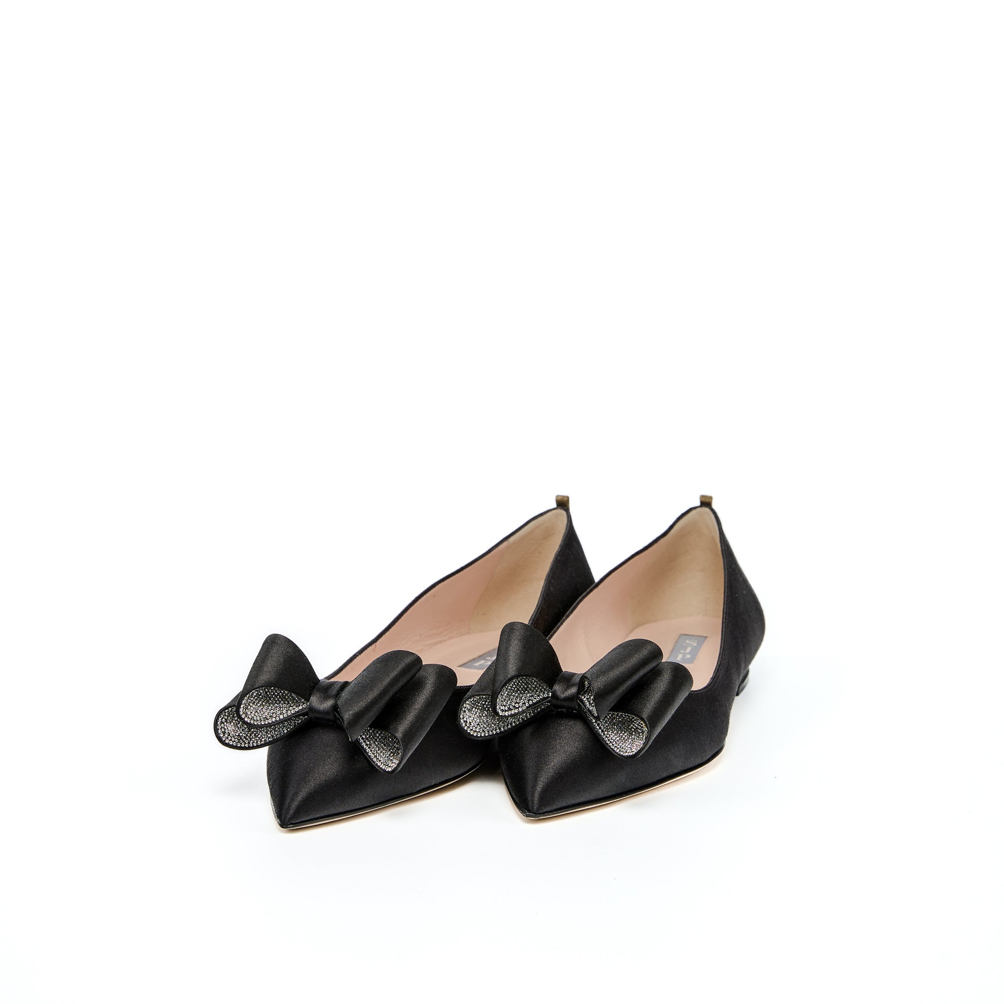 SJP By Sarah Jessica Parker Russell Ebony Satin 10mm Flats