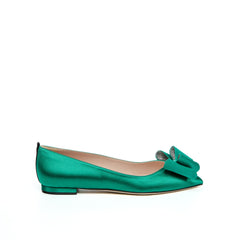 SJP By Sarah Jessica Parker Russell Emerald Green Satin 10mm Flats