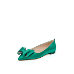 SJP By Sarah Jessica Parker Russell Emerald Green Satin 10mm Flats