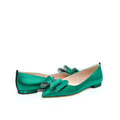 SJP By Sarah Jessica Parker Russell Emerald Green Satin 10mm Flats