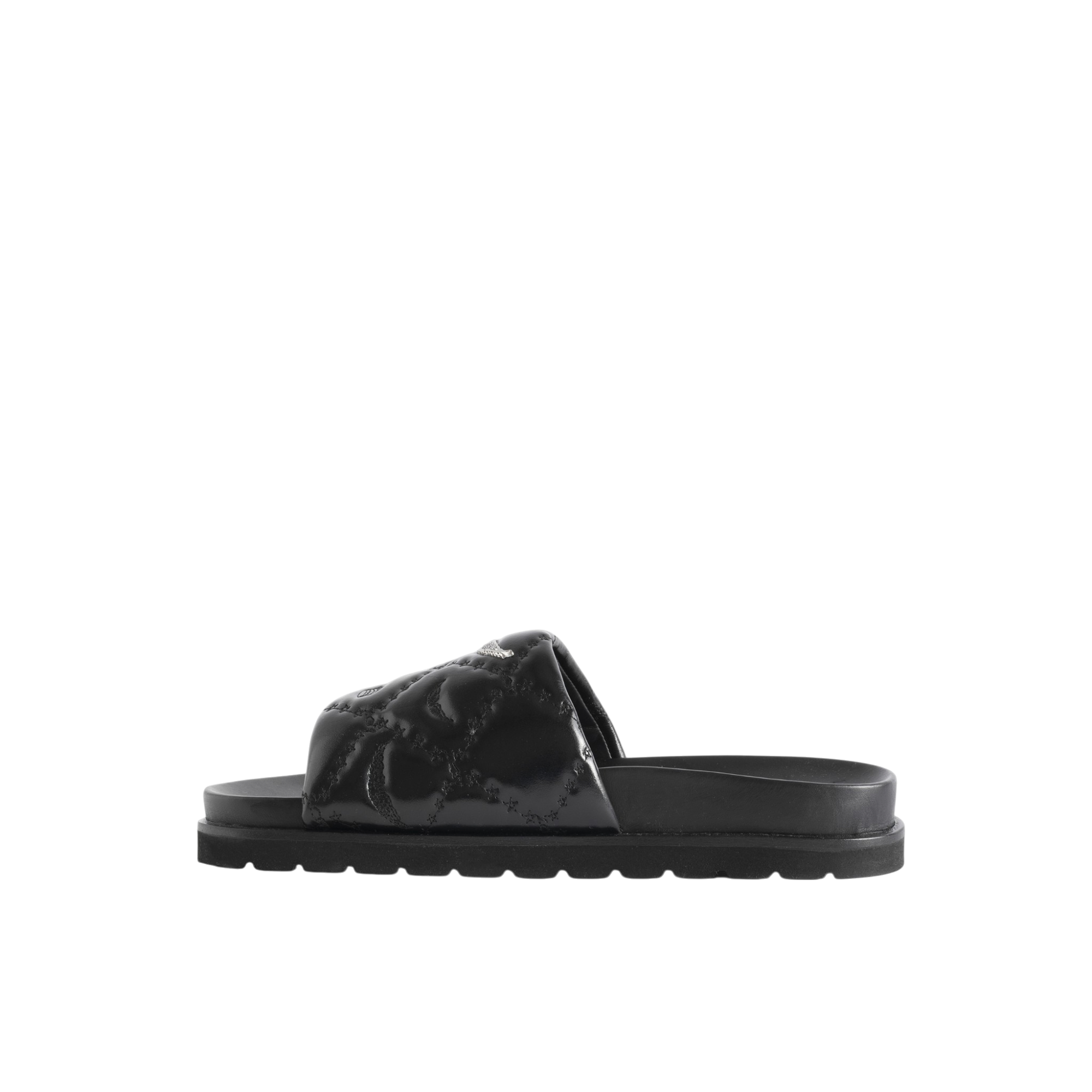 Teddy Bare Vintage Padded Leather Mules - Black