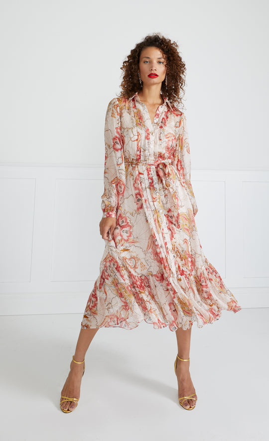 Temperley London Yolande Print Shirt Dress Rosewater Mix