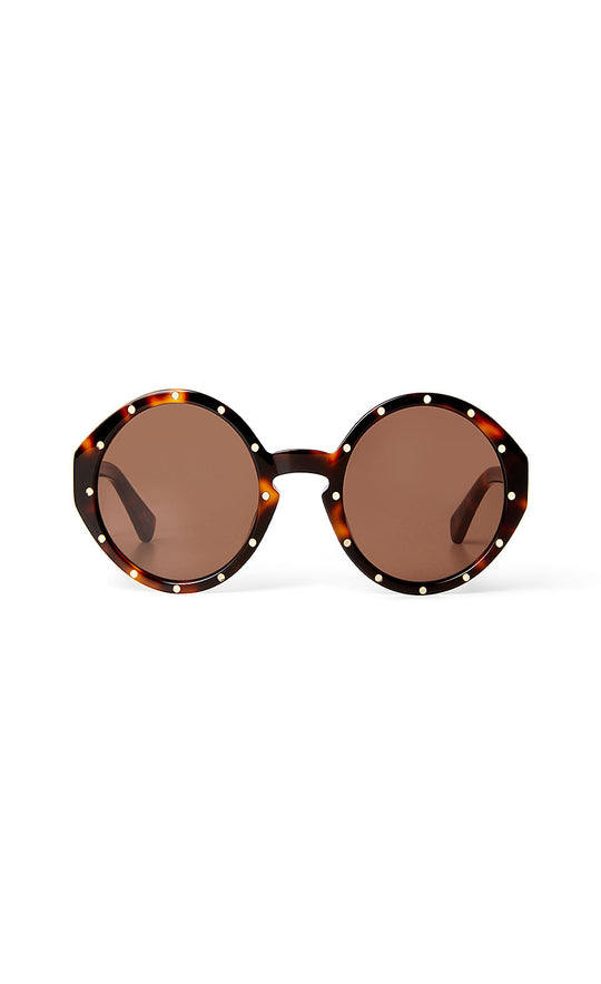 Temperley London The Florence Studded Round Sunglasses Tortoise