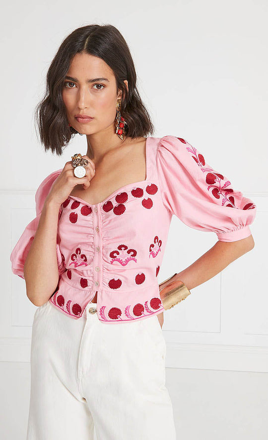 Temperley London Langley Top Indian Pink