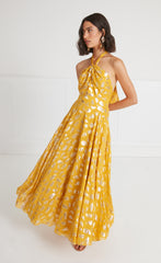 Temperley London Lorene Halter Dress Golden Yellow