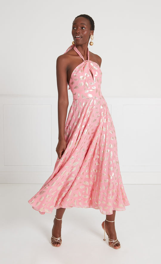 Temperley London Lorene Halter Dress Indian Pink