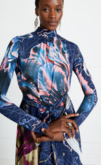 Temperley London Dora Print Dress Dark Sapphire