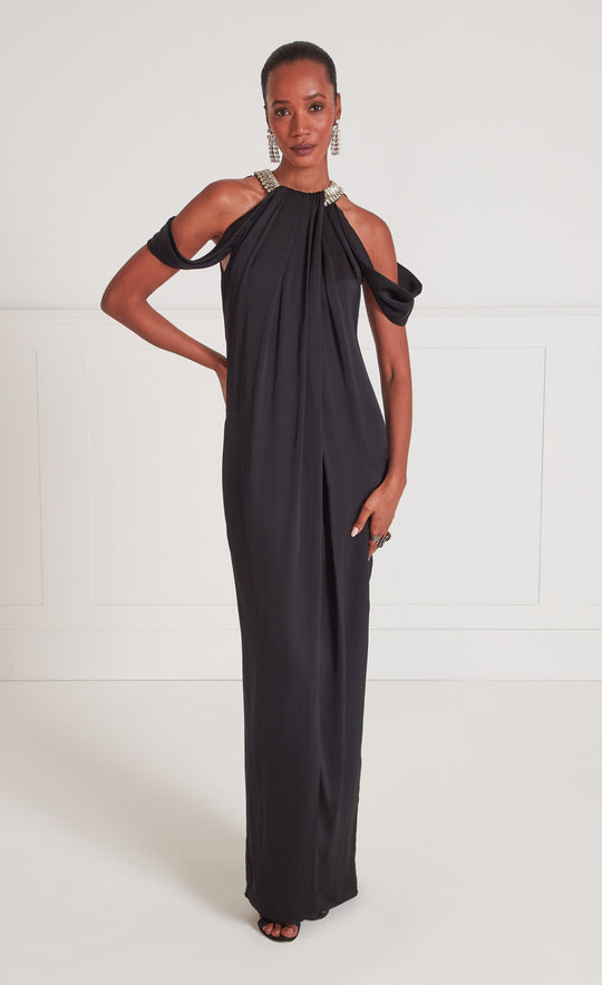 Temperley London Adalina Halter Dress Black