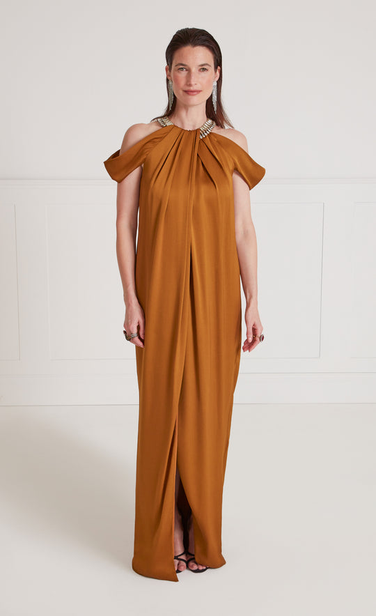 Temperley London Adalina Halter Dress Honey