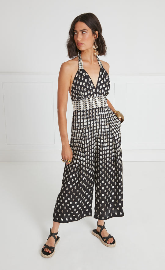 Temperley London Cowrie Print Jumpsuit Black
