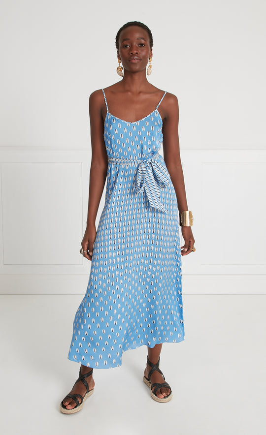 Temperley London Cowrie Print Slip Dress Cornflower