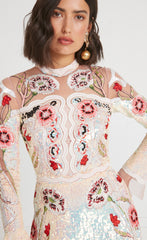 Temperley London Remi Midi Show Dress Iridescent Rose