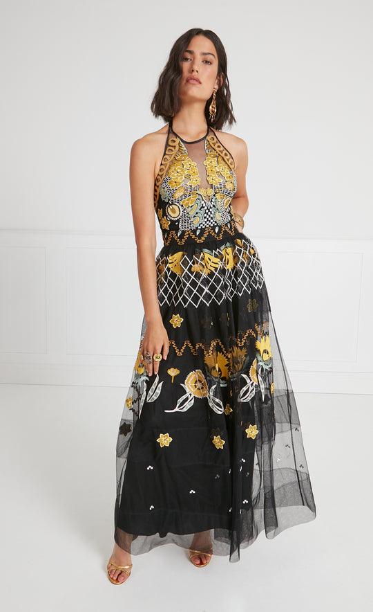 Temperley London Remi Halter Dress Black