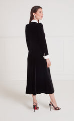 Eliana Bib Black Midi Dress