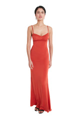 Jada Slip Red Clay Midi Dress