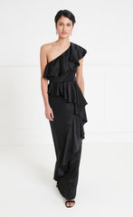 Sandrelli Asymmetric Black Dress