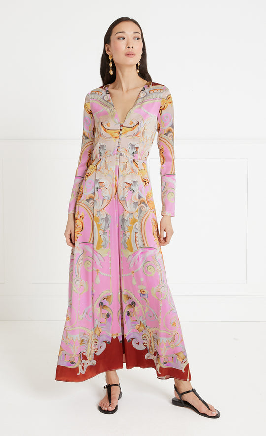 Carline Printed Kimono Rose Pink