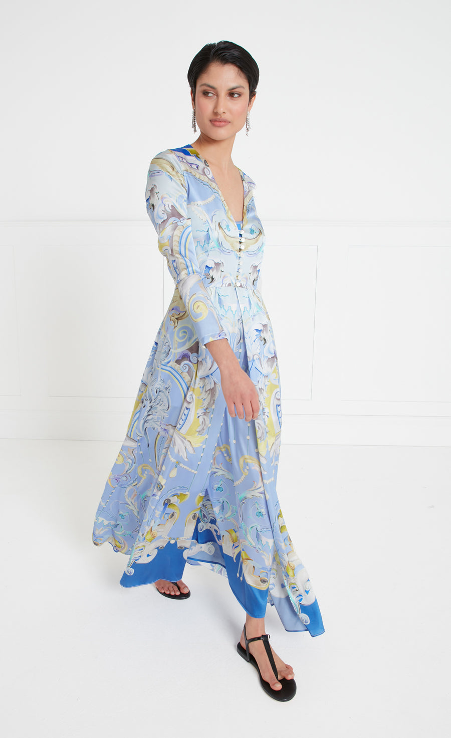 Carline Printed Kimono Vista Blue